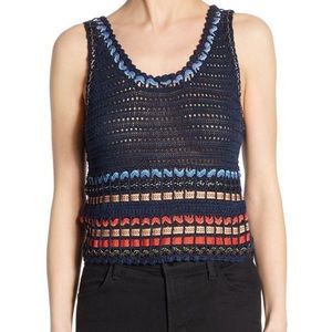 Alice + Olivia Dorian Ribbon Cropped Tank Top